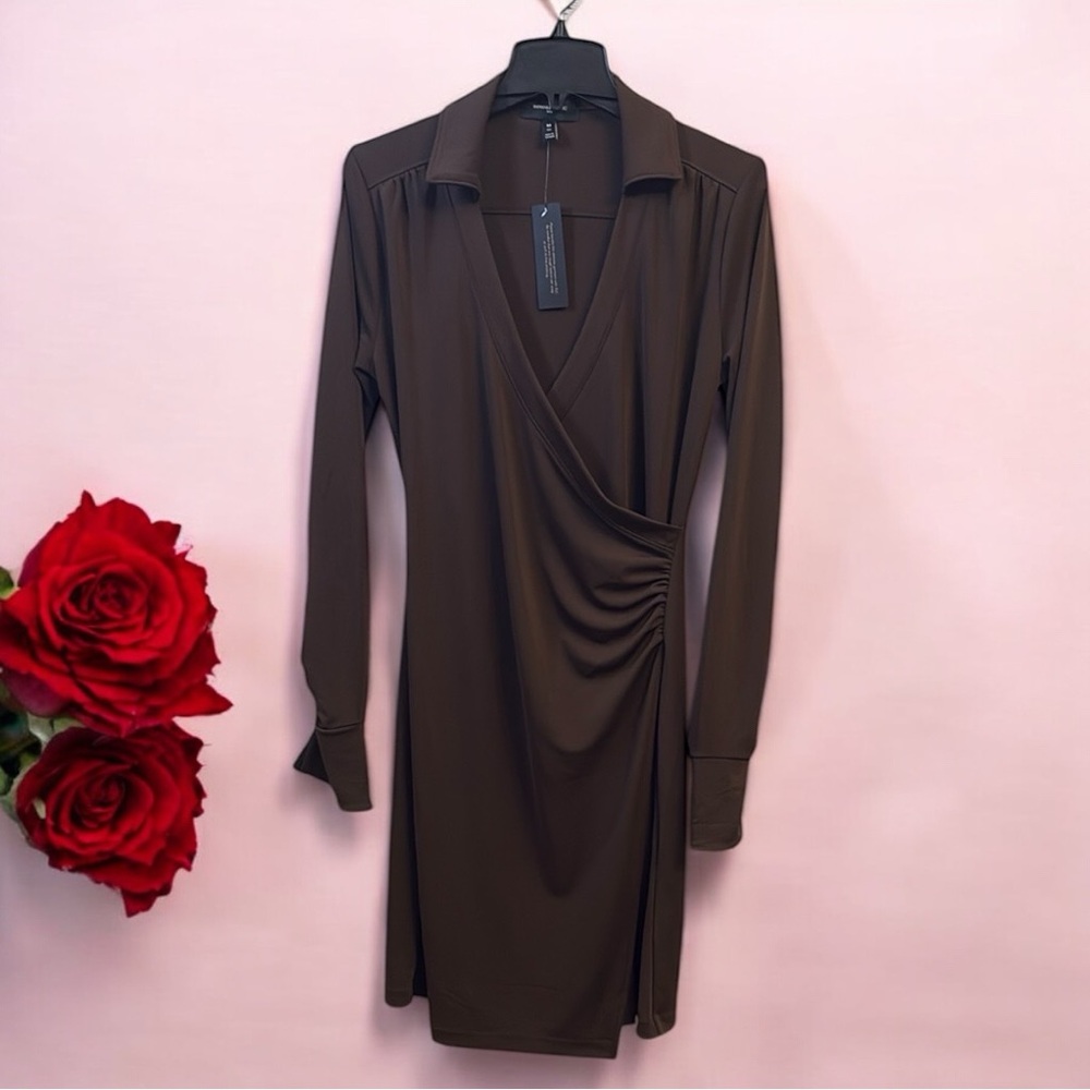 Banana Republic Brown Long Sleeve  Wrap Dress Size Medium
